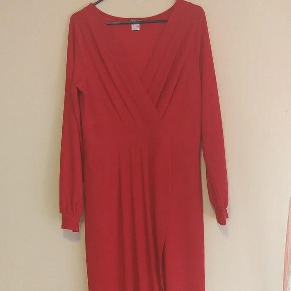 gold satin dress long Fitted V-Neckline Satin Dress main image 1
